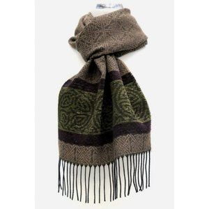 New Celtic Knot Wool Chenille Scarf Brown (Made in Scotland)